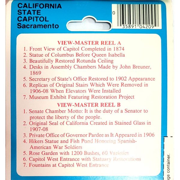 California State Capitol Sacramento - View-Master 2 Reel Set - 1980s views - vintage - 8003 Online Hot Sale