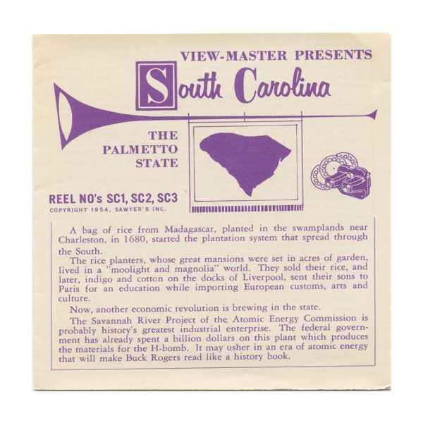 South Carolina - View-Master 3 Reel Packet - 1950s views - vintage - SC123-S3 Online Hot Sale