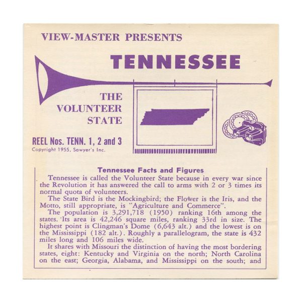 Tennessee - View-Master 3 Reel Packet - 1950s views - vintage - TENN123-S3 Online Sale